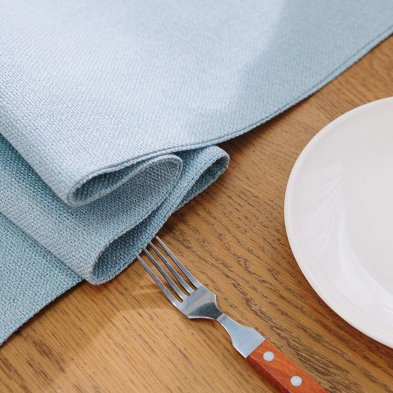 NATUS WEAVER 4 Piece Round Placemat 15 Inch Soft Linen eco-Friendly Fabric Handcrafted Machine Washable Indoor & Outdoor Tablemat Light Blue - Image 3